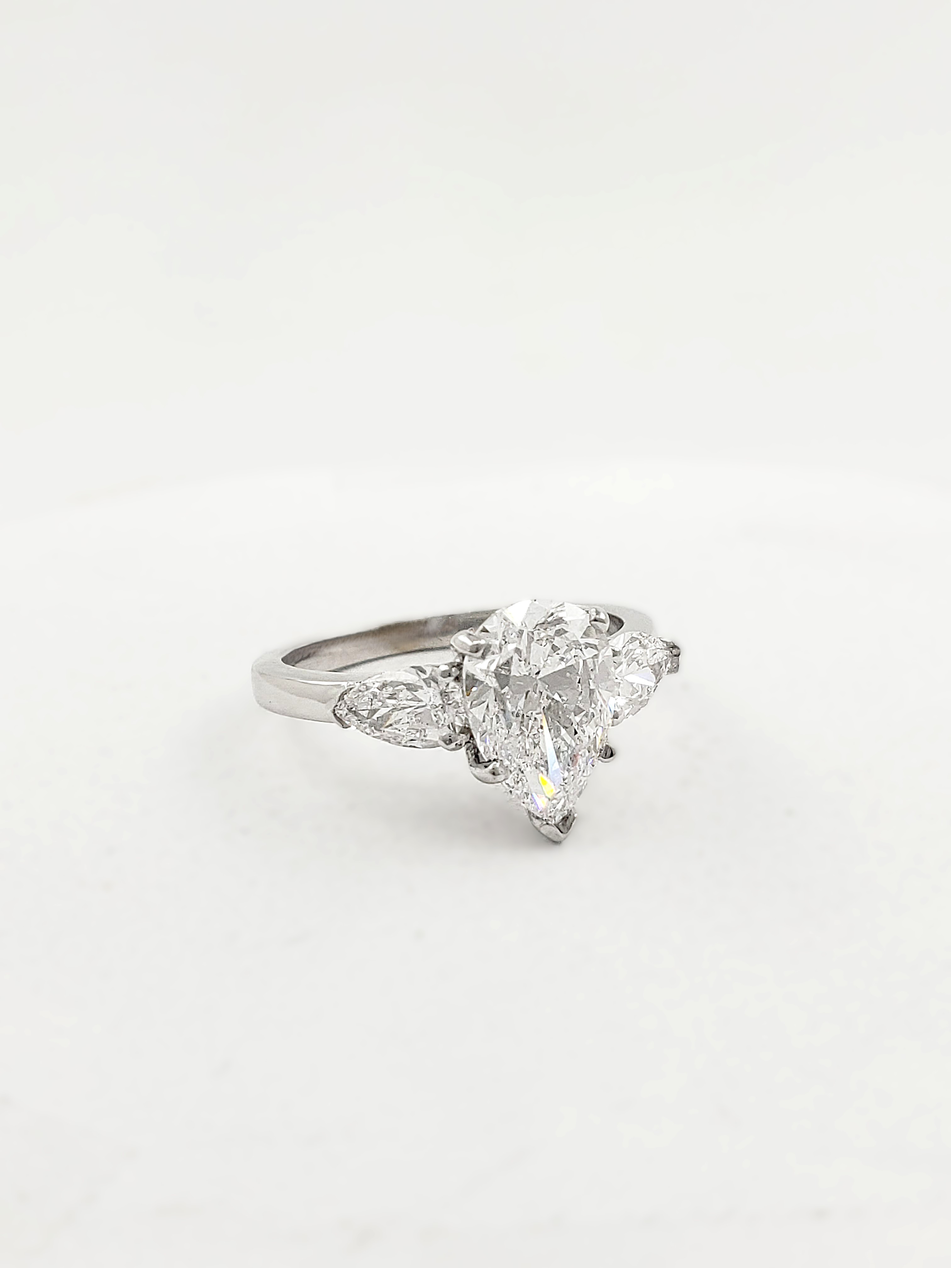 Three Stone Pear Shape Diamond Ring